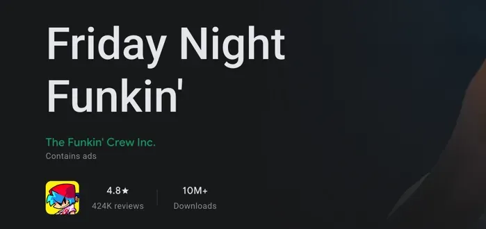 Google Play listing for the official Friday Night Funkin Android app
